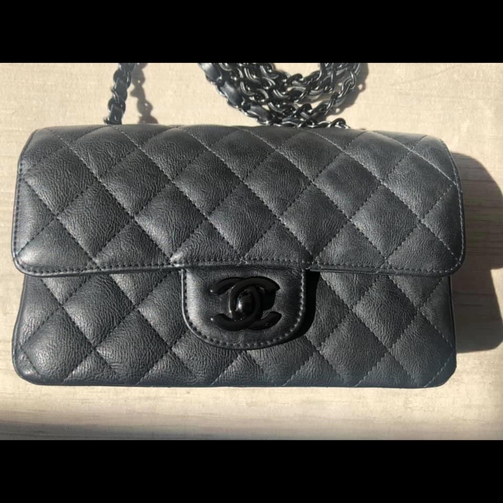 ⭐️SOLD⭐️ So Black Crumpled Calfskin Mini Rectangle